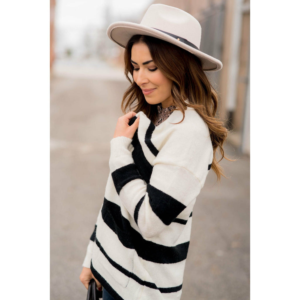 Multi Size Stripe Cardigan - Betsey's Boutique Shop - Coats & Jackets