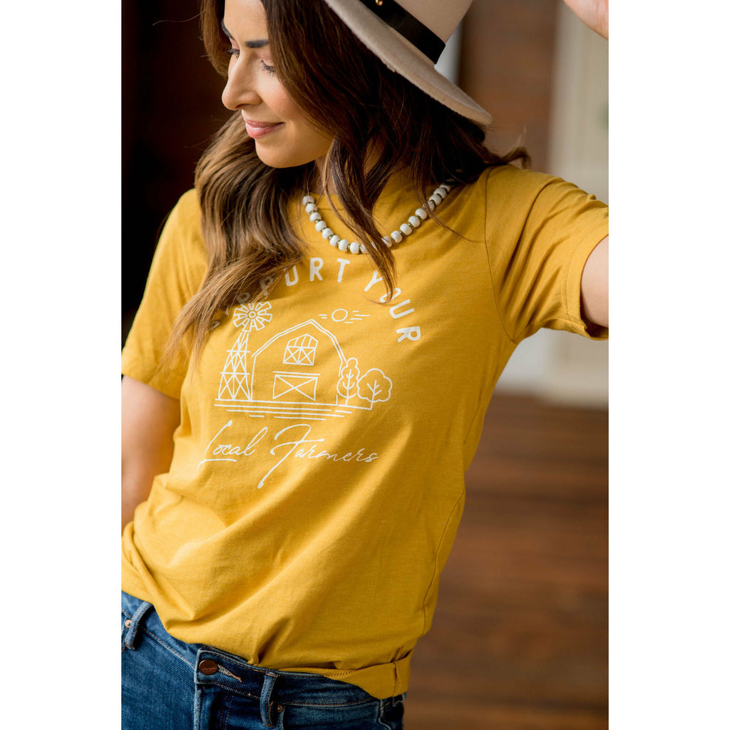 Support Your Local Farmers Farmhouse Graphic Tee - Betsey's Boutique Shop