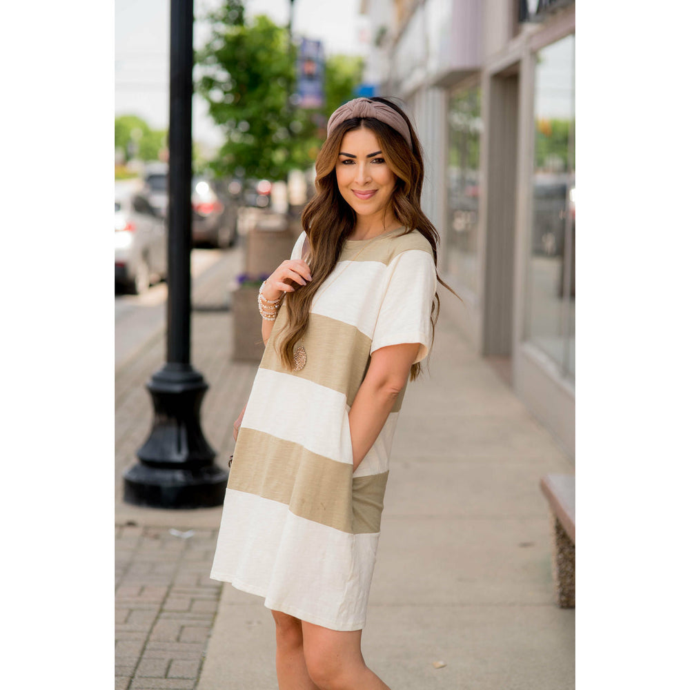 Thick Striped Tee Dress - Betsey's Boutique Shop - Dresses