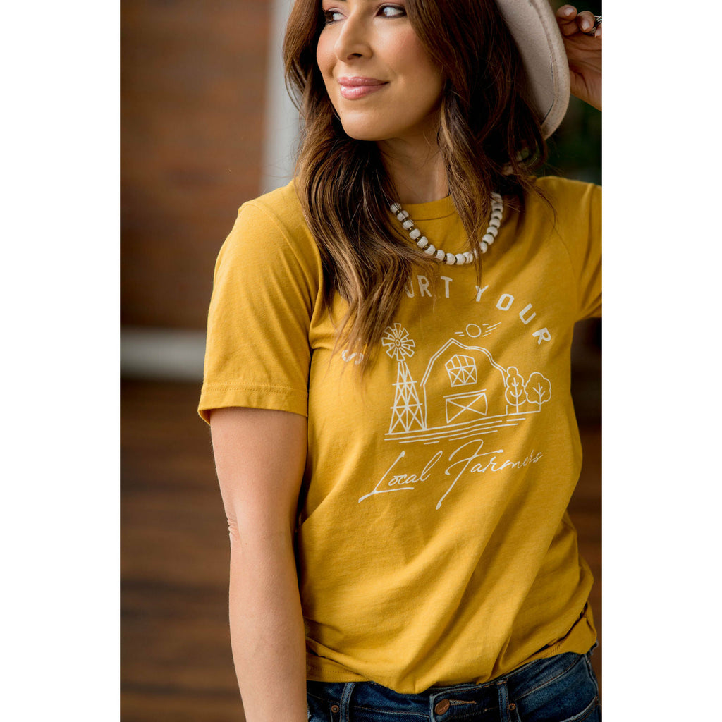 Support Your Local Farmers Farmhouse Graphic Tee - Betsey's Boutique Shop