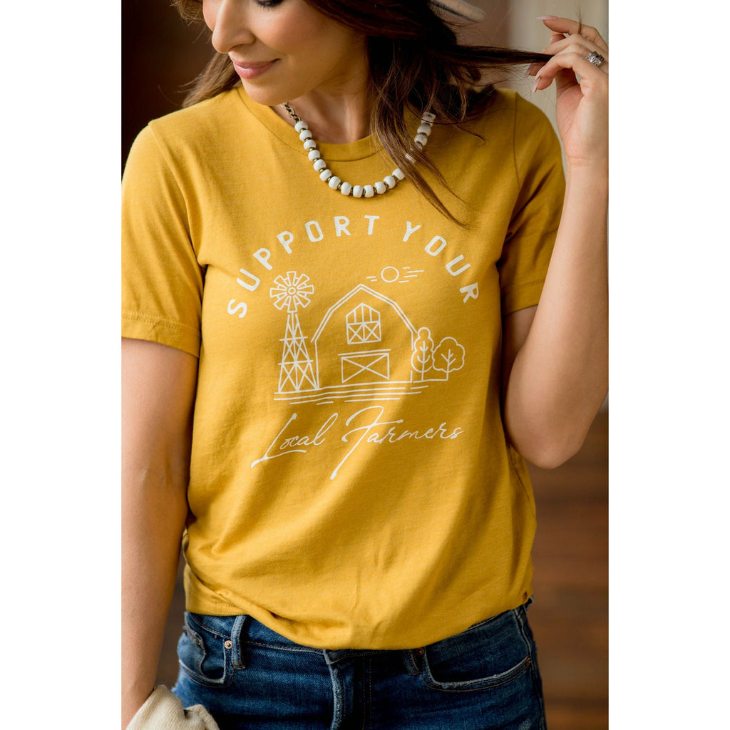 Support Your Local Farmers Farmhouse Graphic Tee - Betsey's Boutique Shop