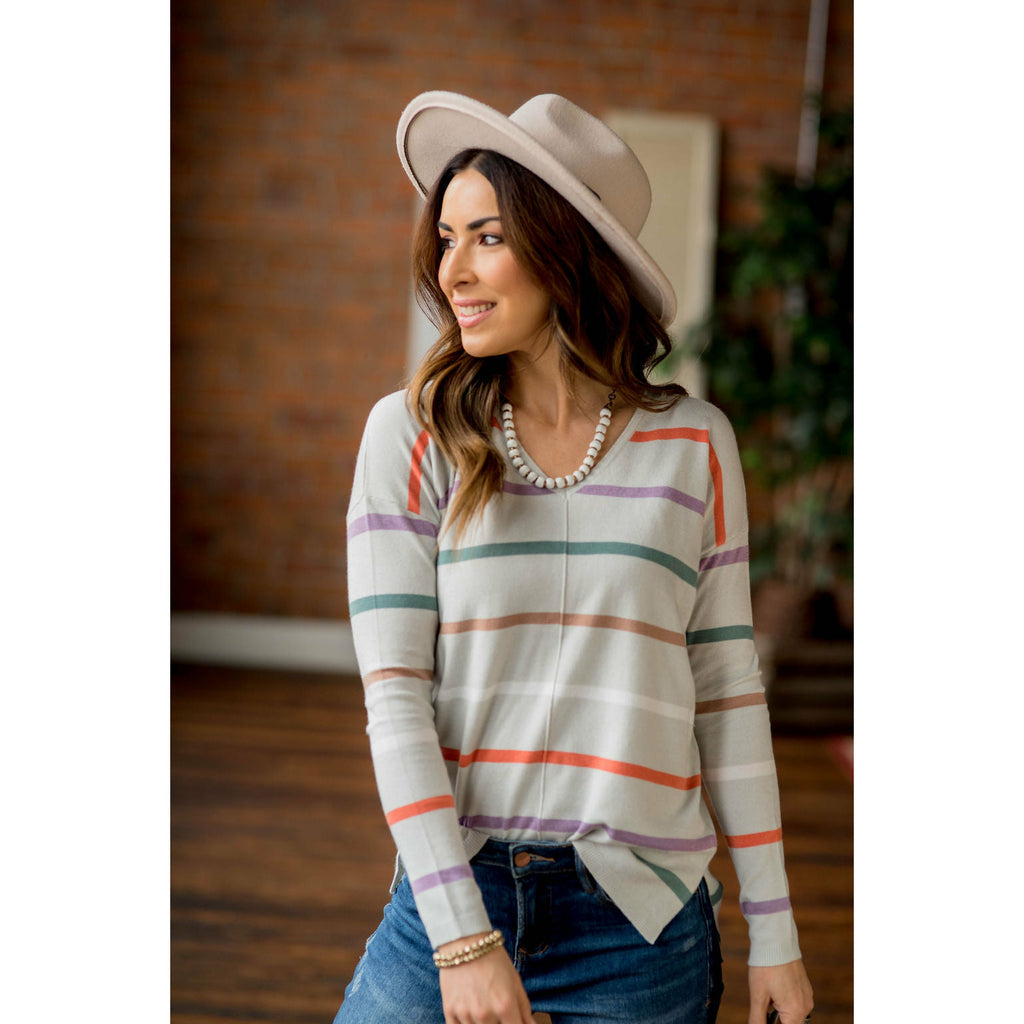 Multi Color Stripes Sweatshirt - Betsey's Boutique Shop