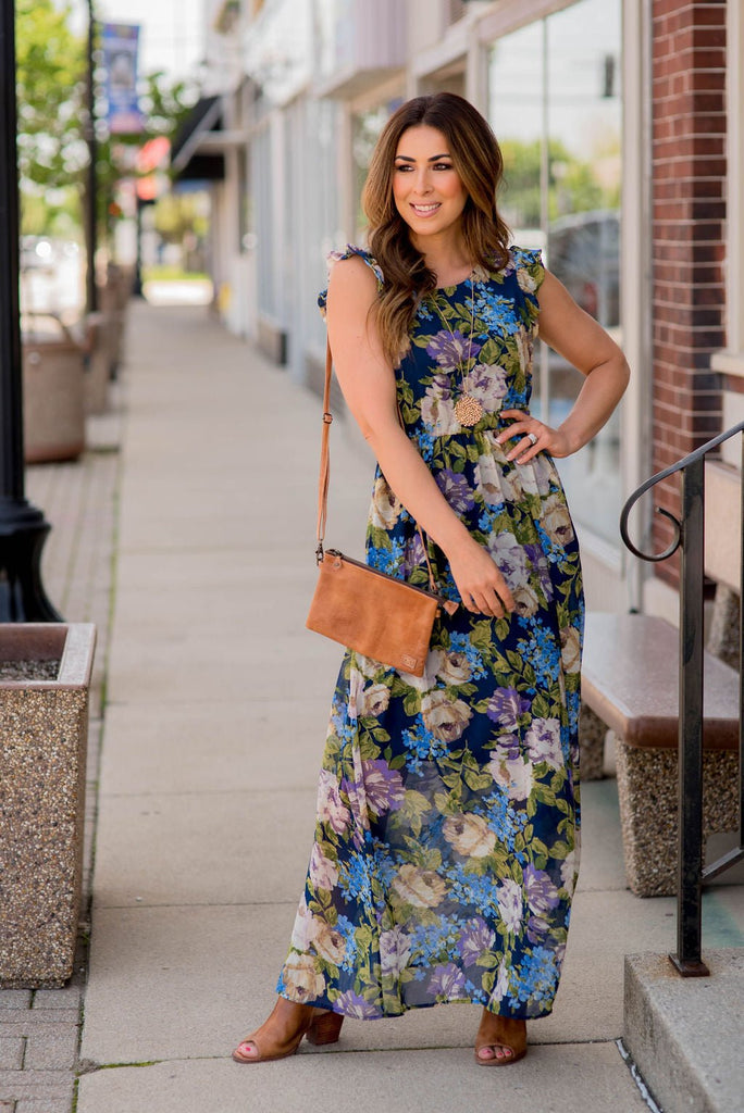 Blossoming Ruffle Accented Maxi Dress - Betsey's Boutique Shop -