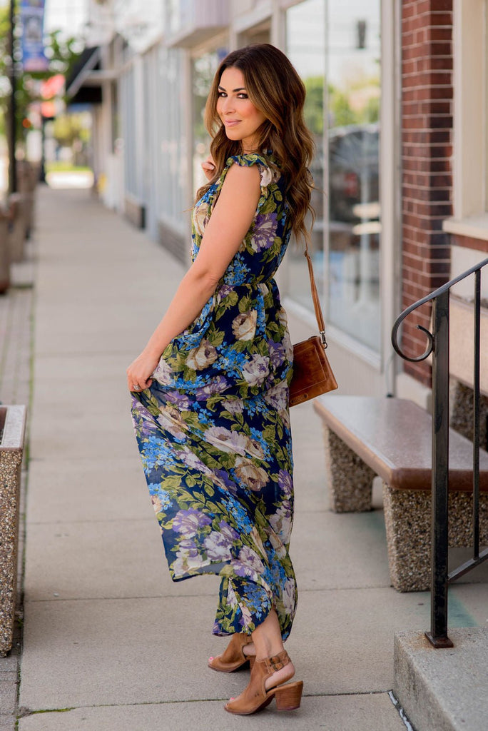 Blossoming Ruffle Accented Maxi Dress - Betsey's Boutique Shop -