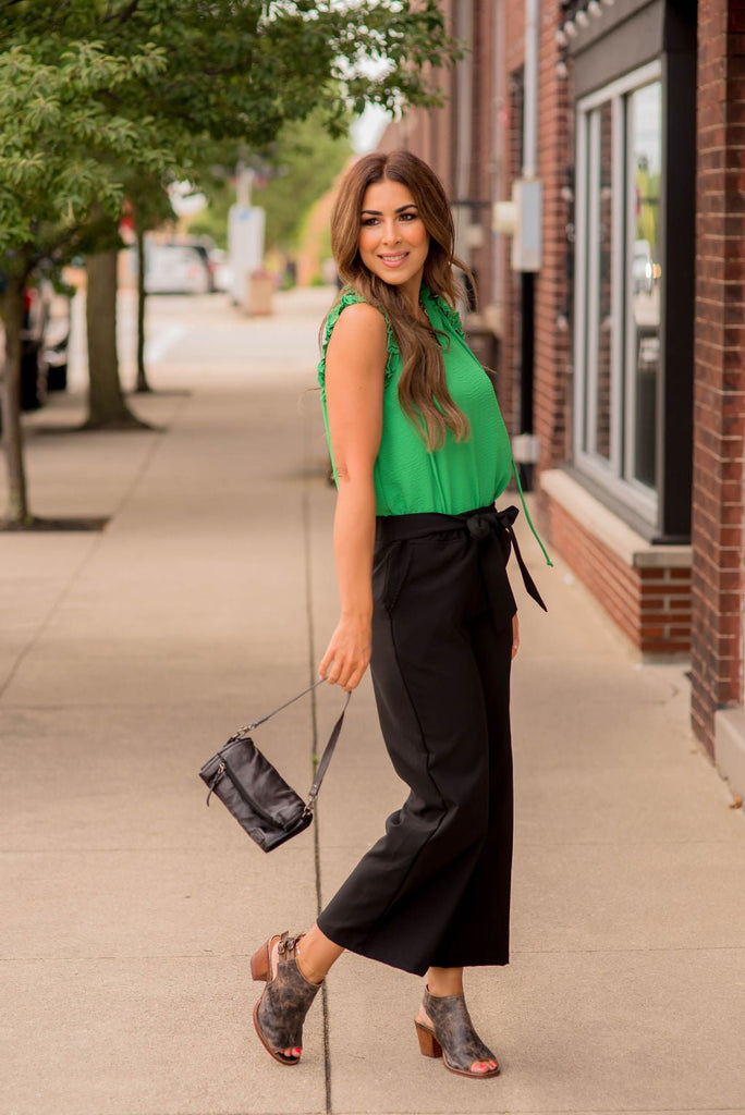 Classy Tie Waist Flare Pants - Betsey's Boutique Shop -