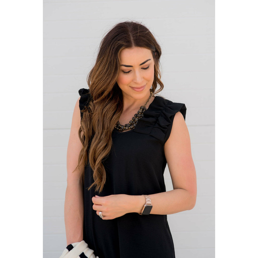 Ruffle Sleeve V Neck Dress - Betsey's Boutique Shop