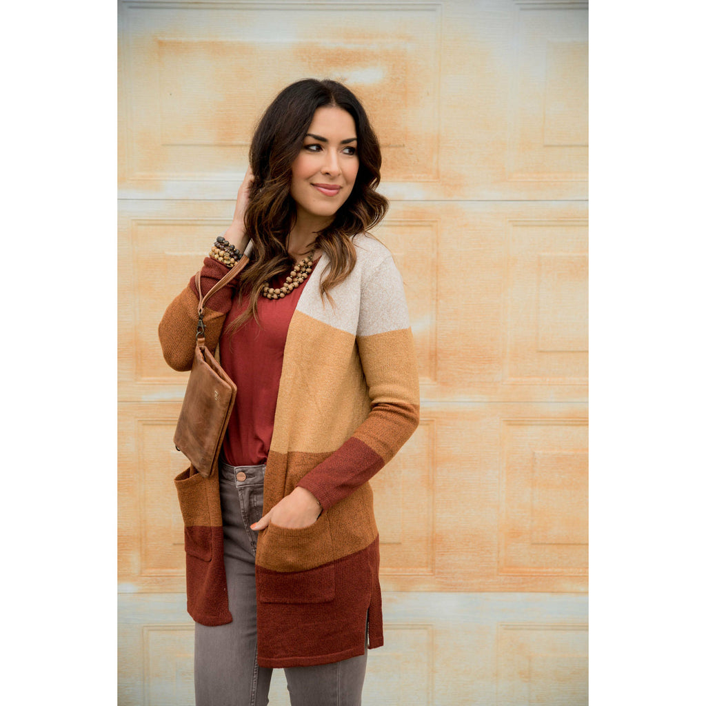 Color Blocked Pocket Cardigan - Betsey's Boutique Shop