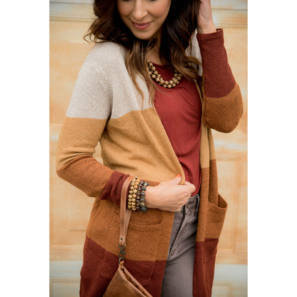 Color Blocked Pocket Cardigan - Betsey's Boutique Shop