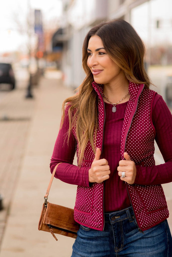 Solid Outlined Polka Dot Vest - Betsey's Boutique Shop