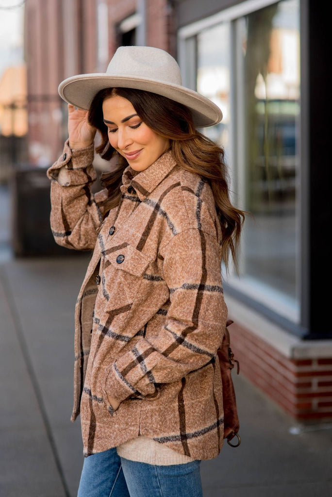 Coffee Runs Plaid Shacket - Betsey's Boutique Shop -