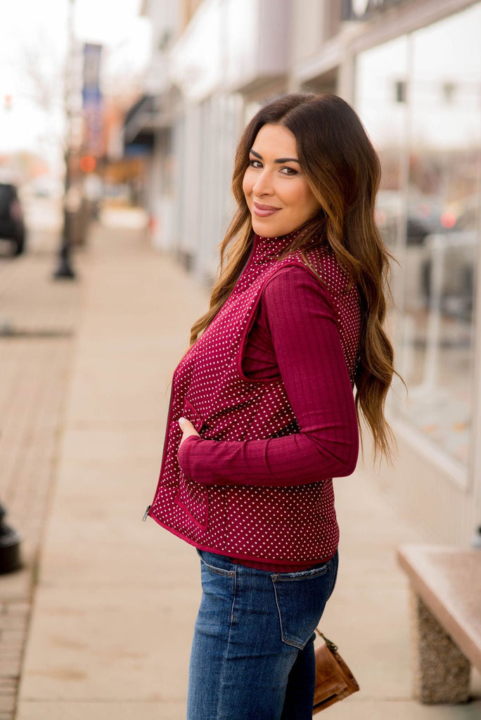 Solid Outlined Polka Dot Vest - Betsey's Boutique Shop