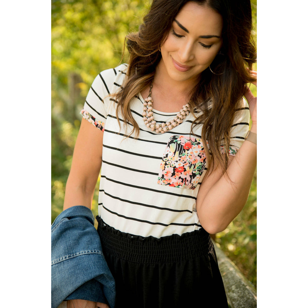 Floral Fun Pocket Tee - Betsey's Boutique Shop