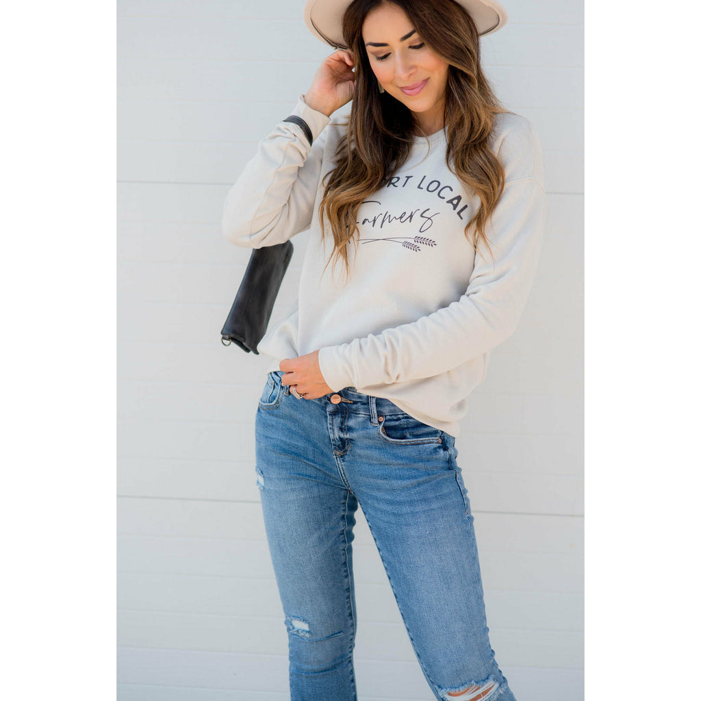 Support Local Farmers Wheat Crewneck - Betsey's Boutique Shop