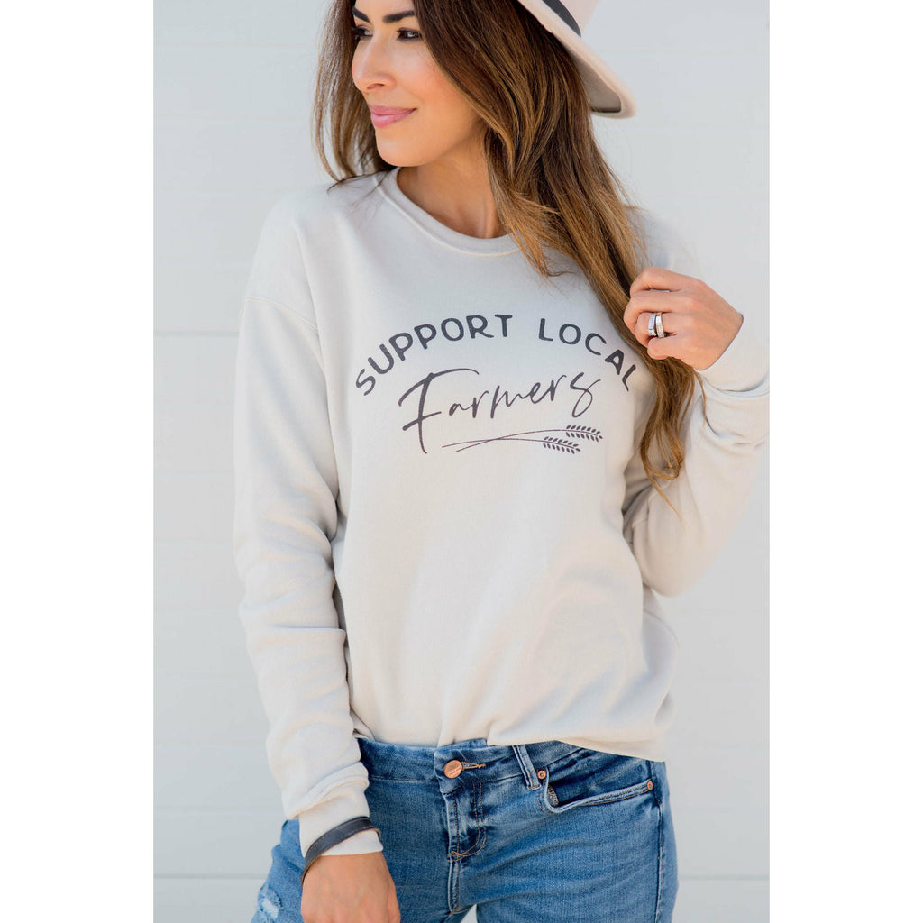 Support Local Farmers Wheat Crewneck - Betsey's Boutique Shop