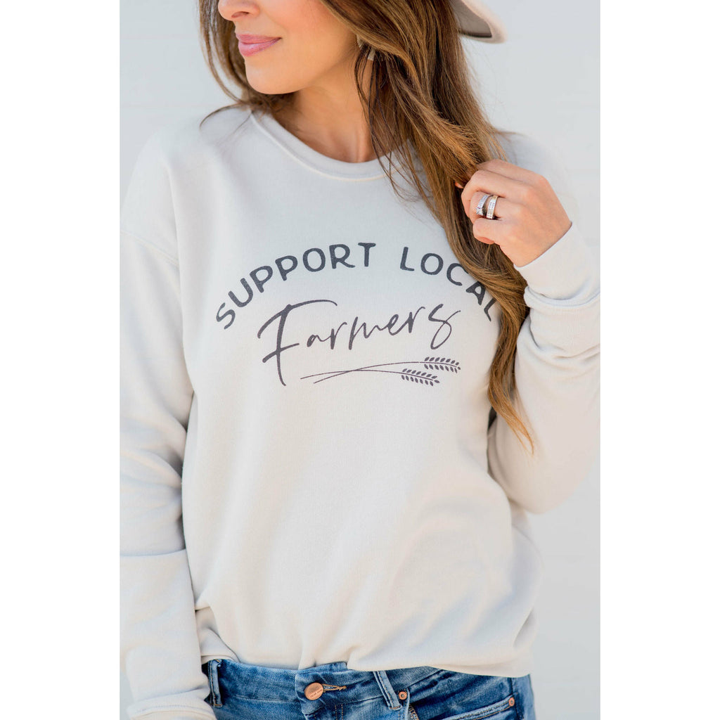 Support Local Farmers Wheat Crewneck - Betsey's Boutique Shop