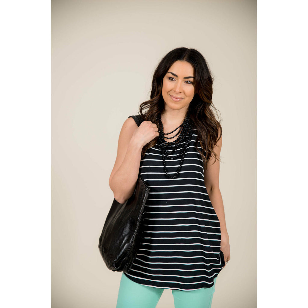 Striped Tunic Tank - Betsey's Boutique Shop - Shirts & Tops