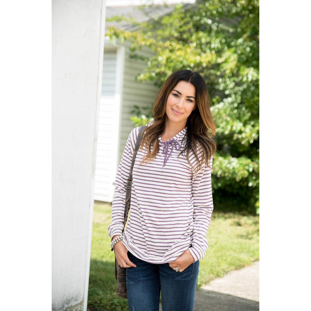 Striped Lightweight Game Day Hoodie - Betsey's Boutique Shop