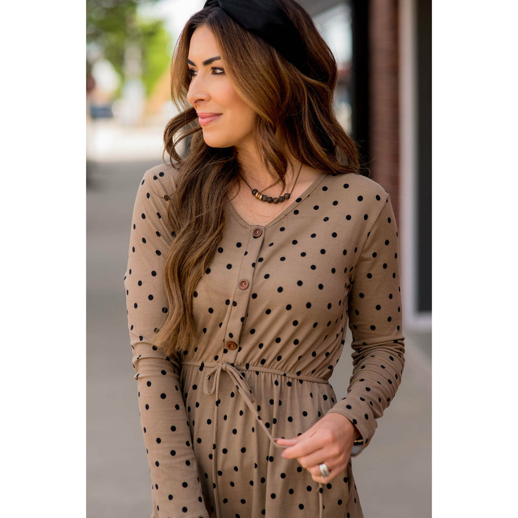 Polka Dot Button Midi Dress - Betsey's Boutique Shop