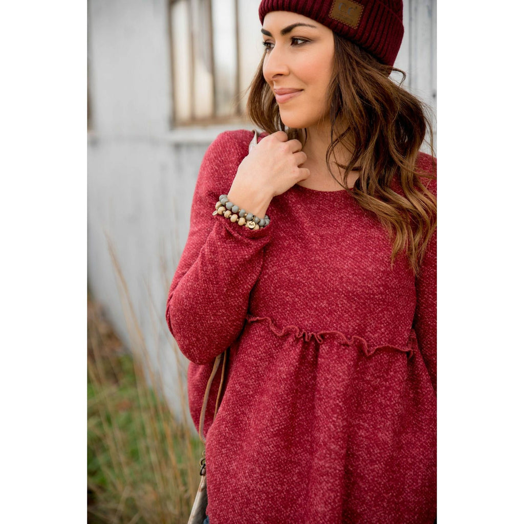 Cinched Sweater Tee - Betsey's Boutique Shop - Outerwear