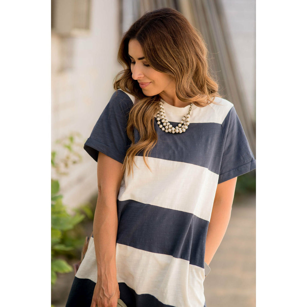 Thick Striped Tee Dress - Betsey's Boutique Shop - Dresses