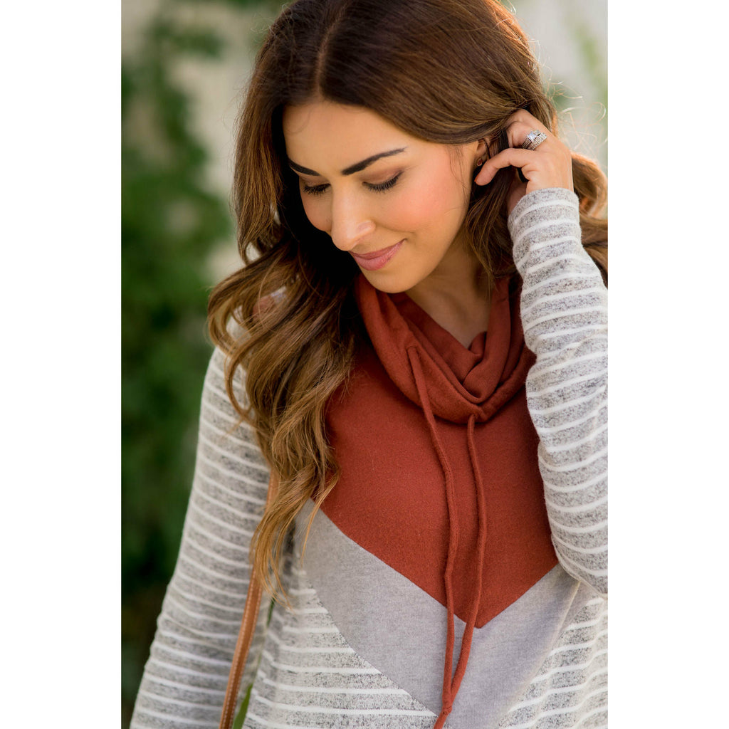 Betsey's Striped Chevron Cowl Neck - Betsey's Boutique Shop