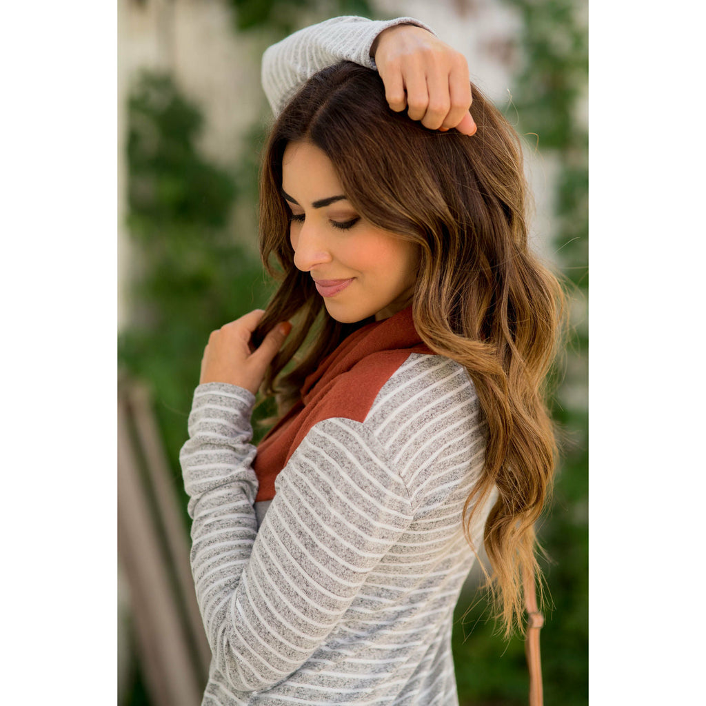 Betsey's Striped Chevron Cowl Neck - Betsey's Boutique Shop