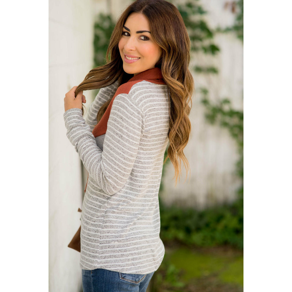 Betsey's Striped Chevron Cowl Neck - Betsey's Boutique Shop