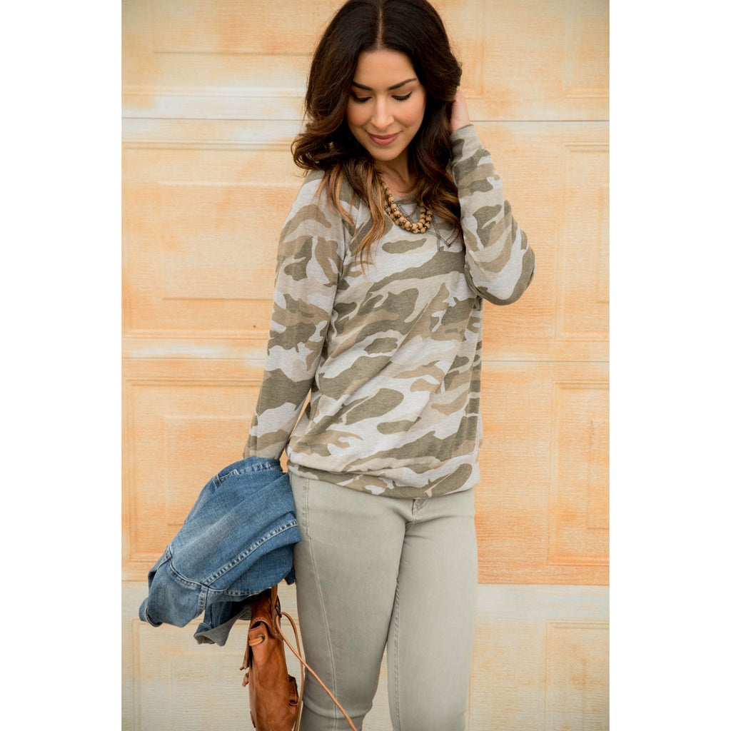 Lightweight Camo Sweatshirt - Betsey's Boutique Shop