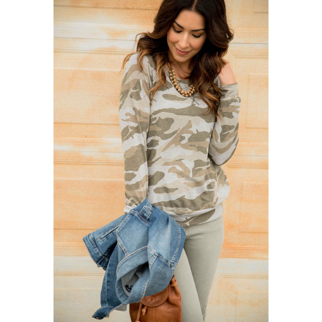 Lightweight Camo Sweatshirt - Betsey's Boutique Shop