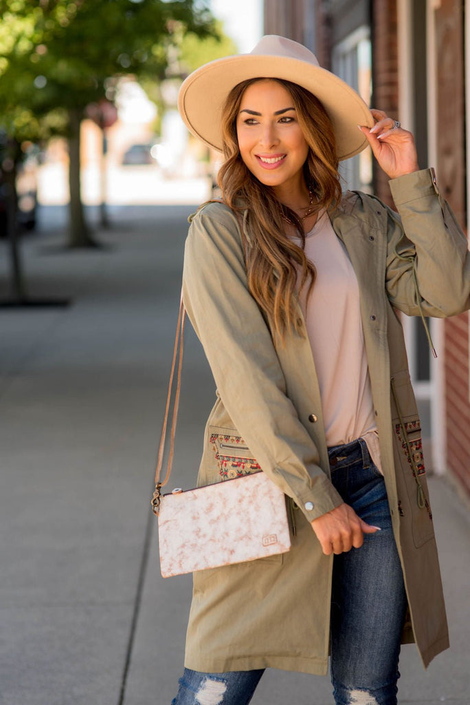 Embroidered Pocket Tunic Jacket - Betsey's Boutique Shop