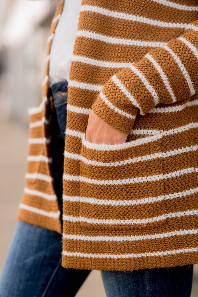 Thin Striped Knit Tunic Cardigan - Betsey's Boutique Shop