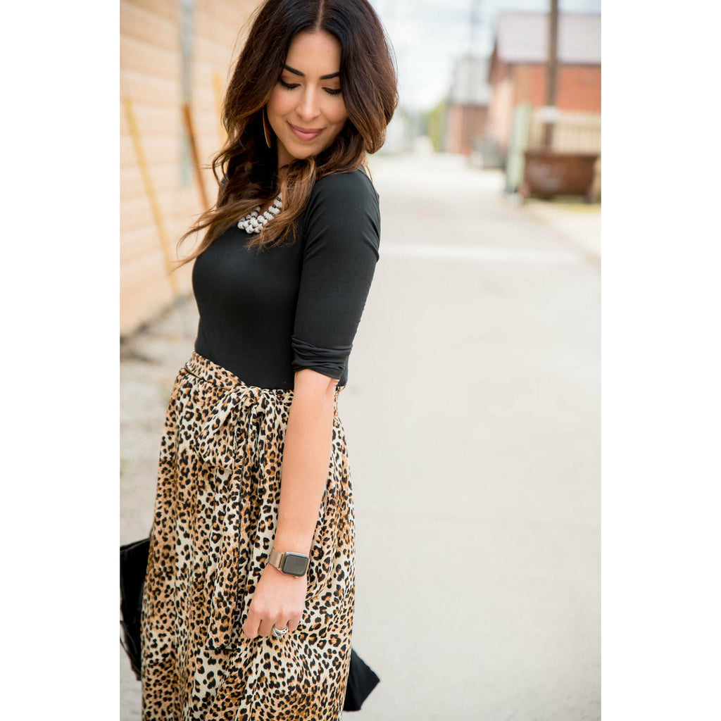 3/4 Sleeve Leopard Bottom Maxi - Betsey's Boutique Shop