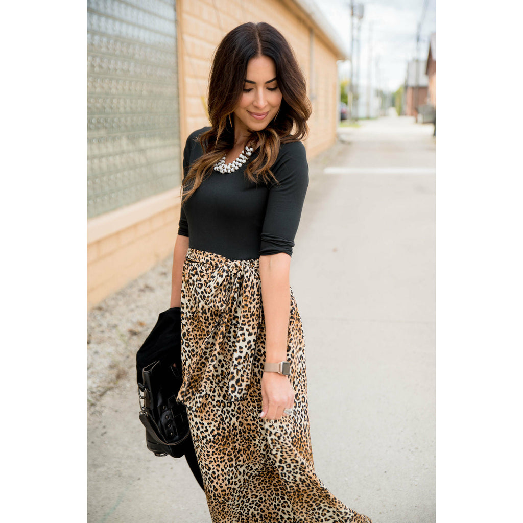 3/4 Sleeve Leopard Bottom Maxi - Betsey's Boutique Shop