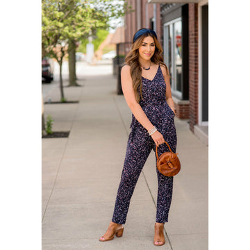 Paint Splatter Sleeveless Wrap Jumpsuit - Betsey's Boutique Shop