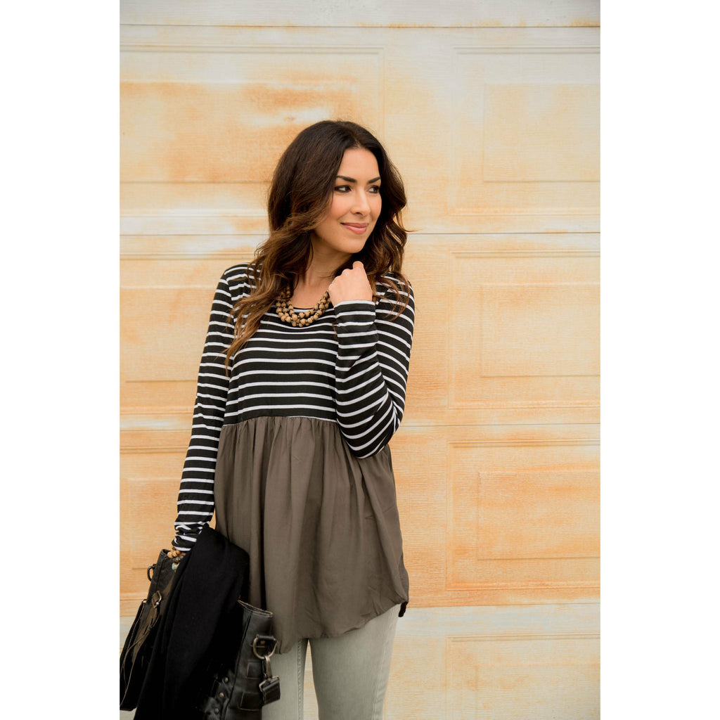 Striped Top Peplum Blouse - Betsey's Boutique Shop