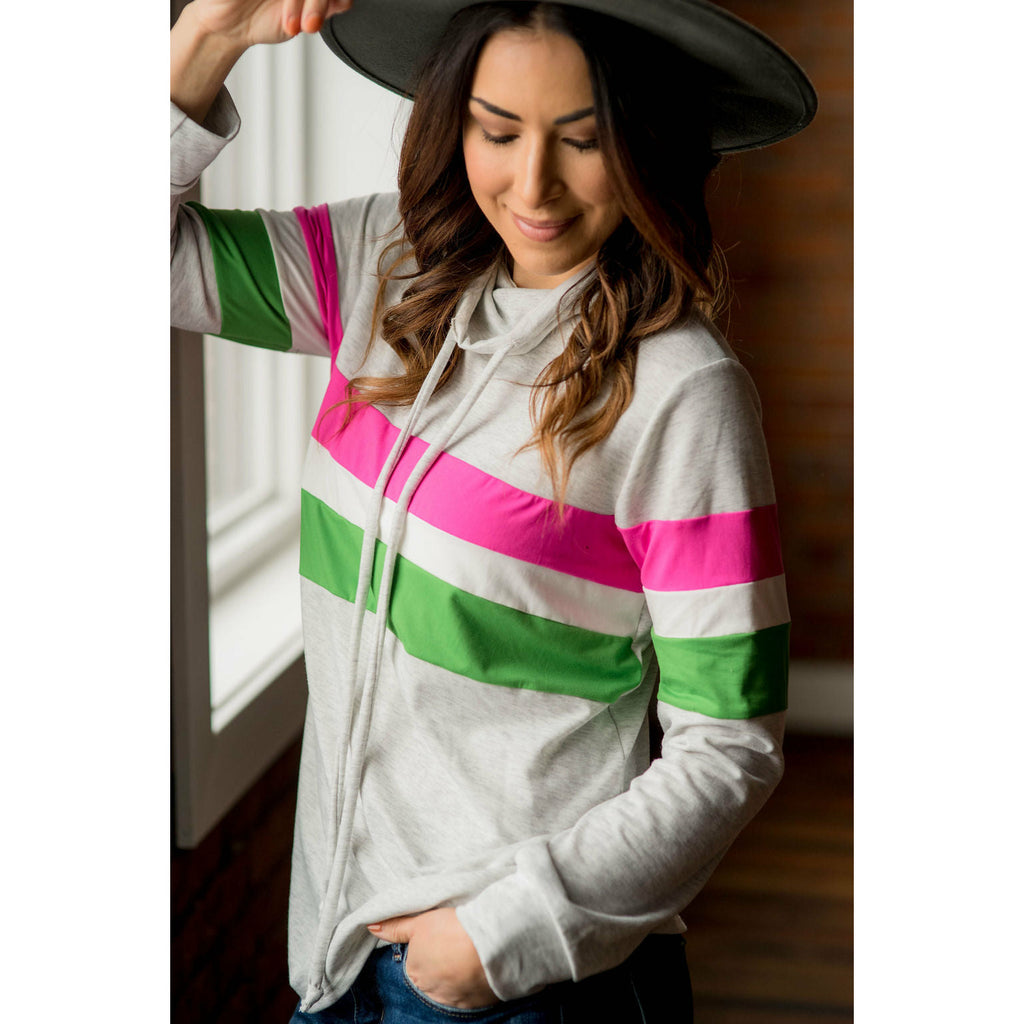 Color Blocked Cowl Neck - Hot Pink - Betsey's Boutique Shop