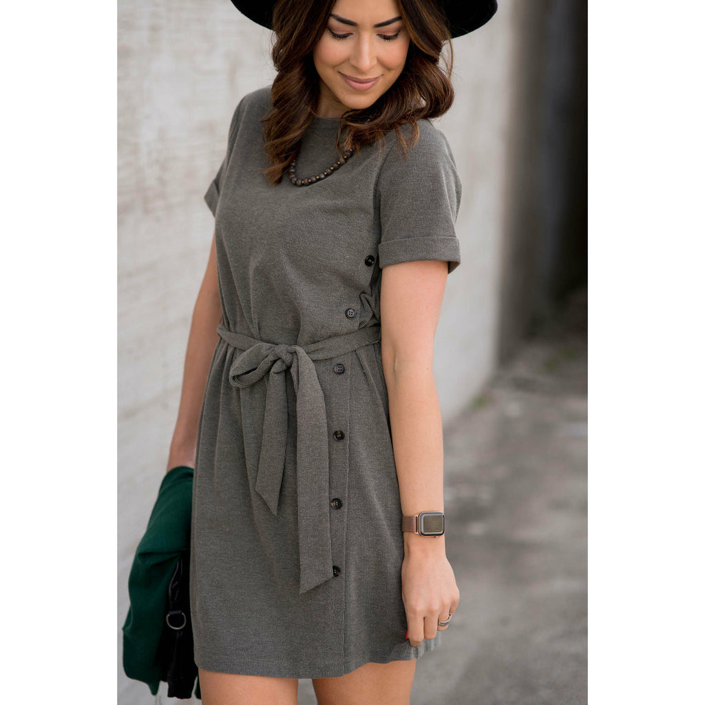 Side Button Tie Dress - Betsey's Boutique Shop