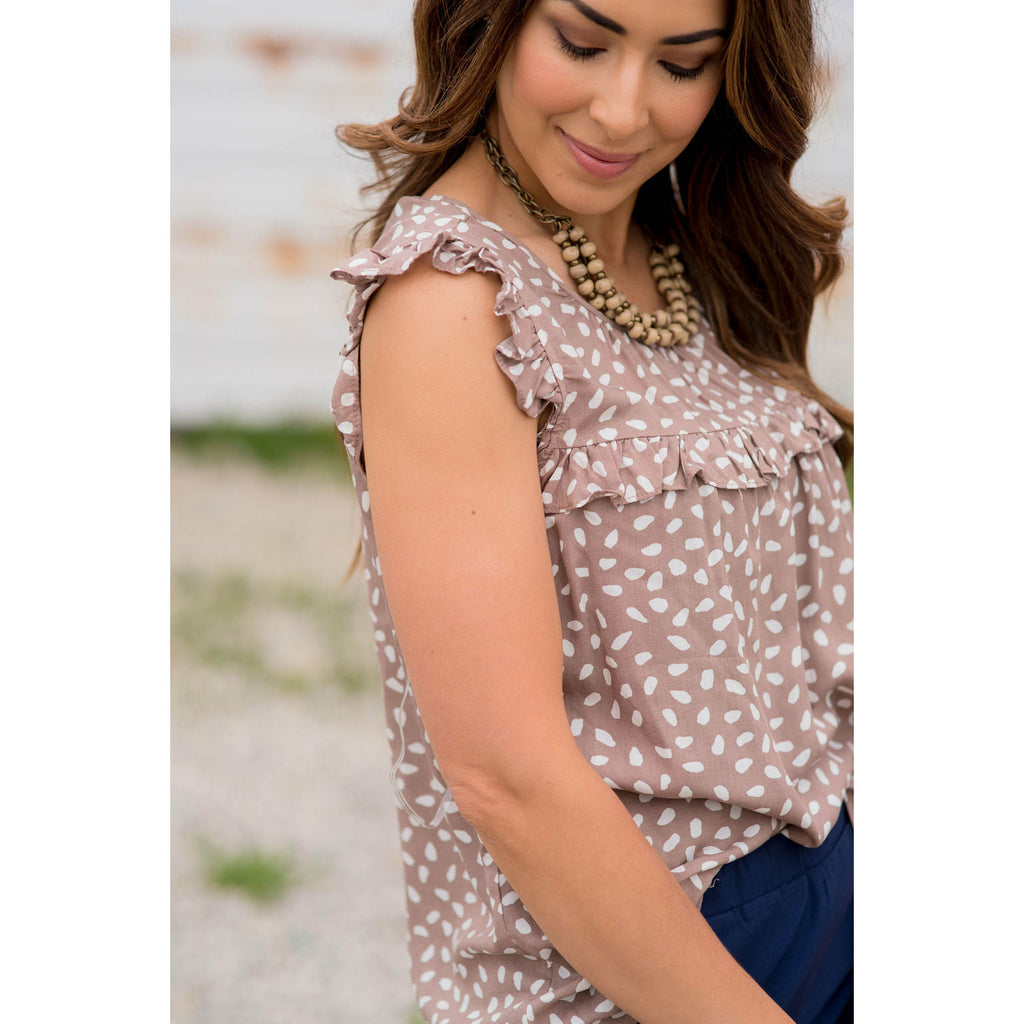 Speckled Ruffle Trim Tank - Betsey's Boutique Shop