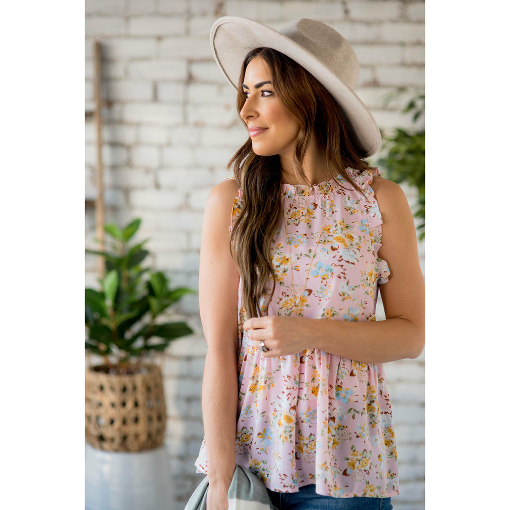 Ruffle Floral Peplum Tank - Betsey's Boutique Shop