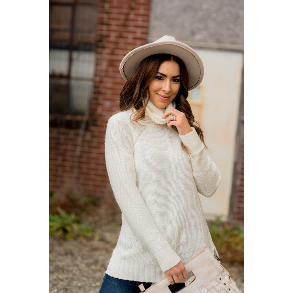 Ribbed Cowl Neck Sweater - Betsey's Boutique Shop - Outerwear