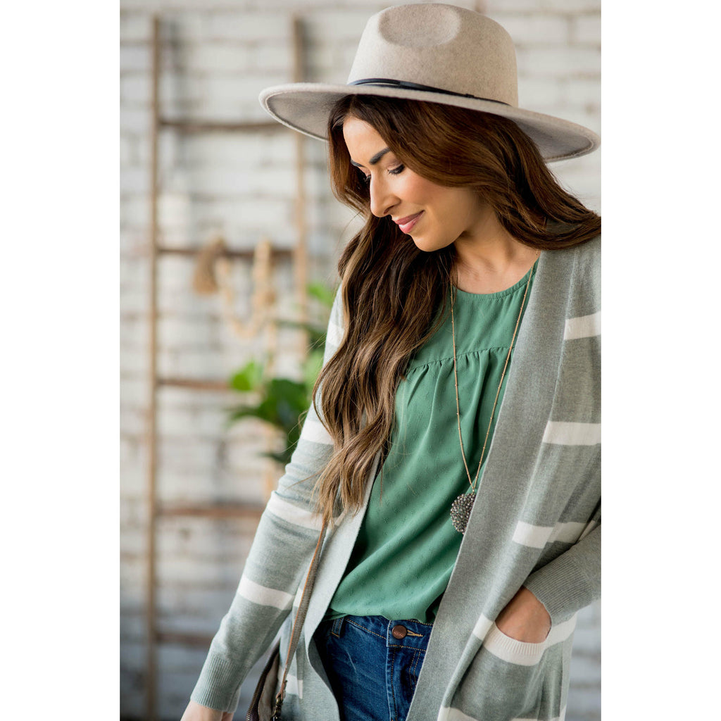 Solid Trim Stripe Cardigan - Betsey's Boutique Shop