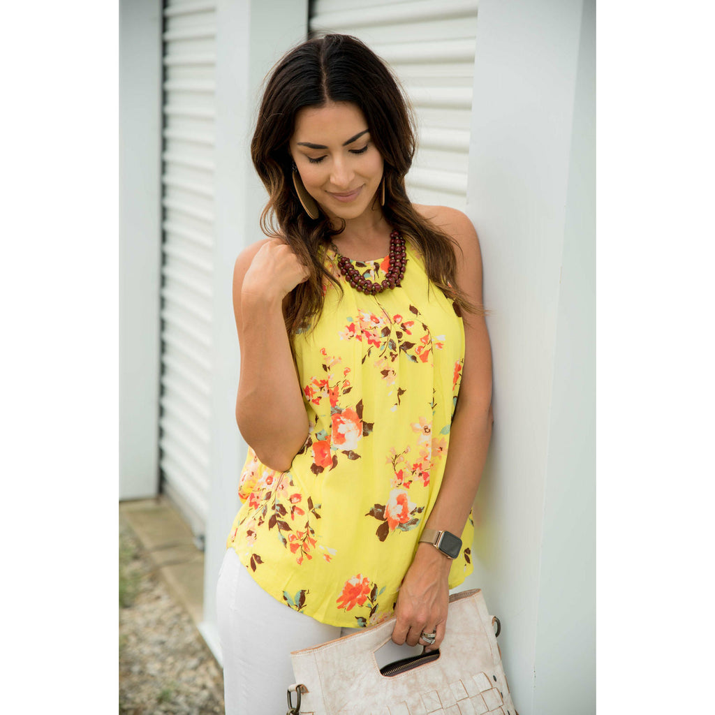 Floral Halter Tank - Betsey's Boutique Shop