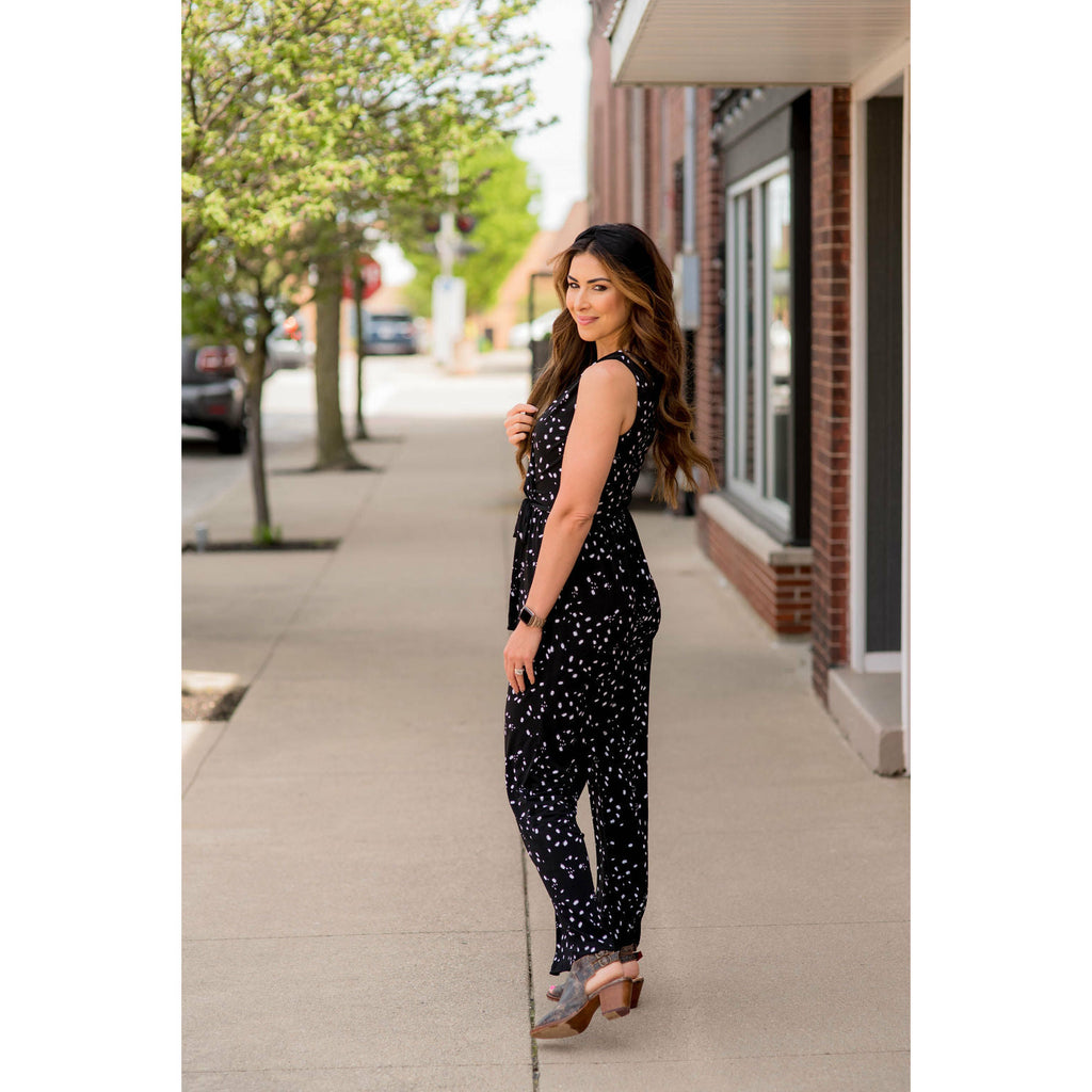 Cheetah Wrap Sleeveless Jumpsuit - Betsey's Boutique Shop - Jumpsuits & Rompers