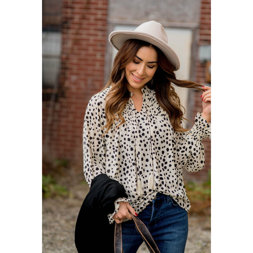 On-the-Go Cheetah Tie Blouse - Betsey's Boutique Shop