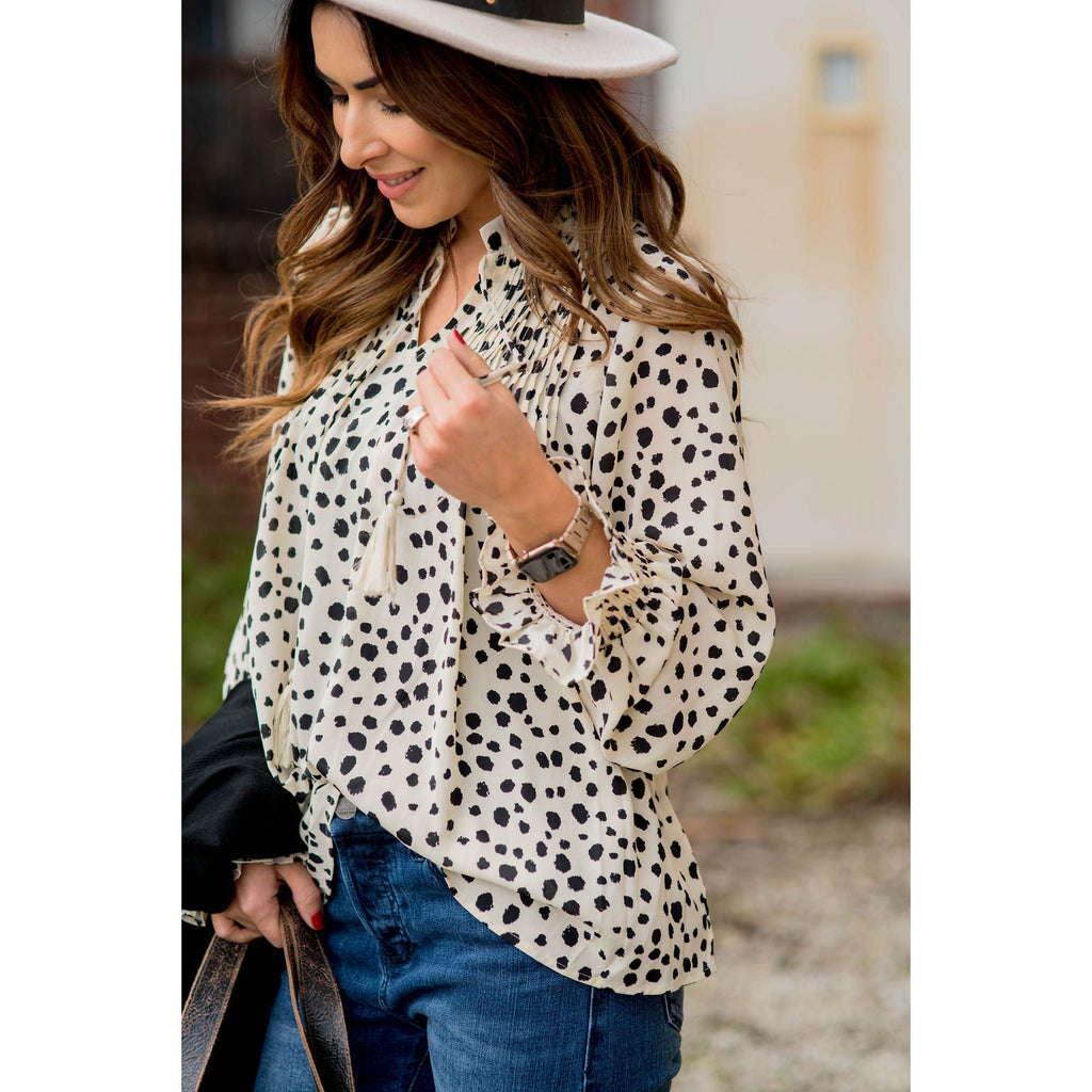 On-the-Go Cheetah Tie Blouse - Betsey's Boutique Shop