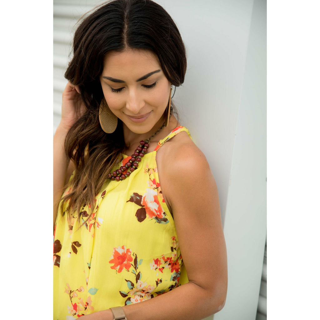 Floral Halter Tank - Betsey's Boutique Shop