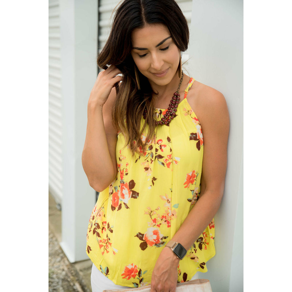 Floral Halter Tank - Betsey's Boutique Shop