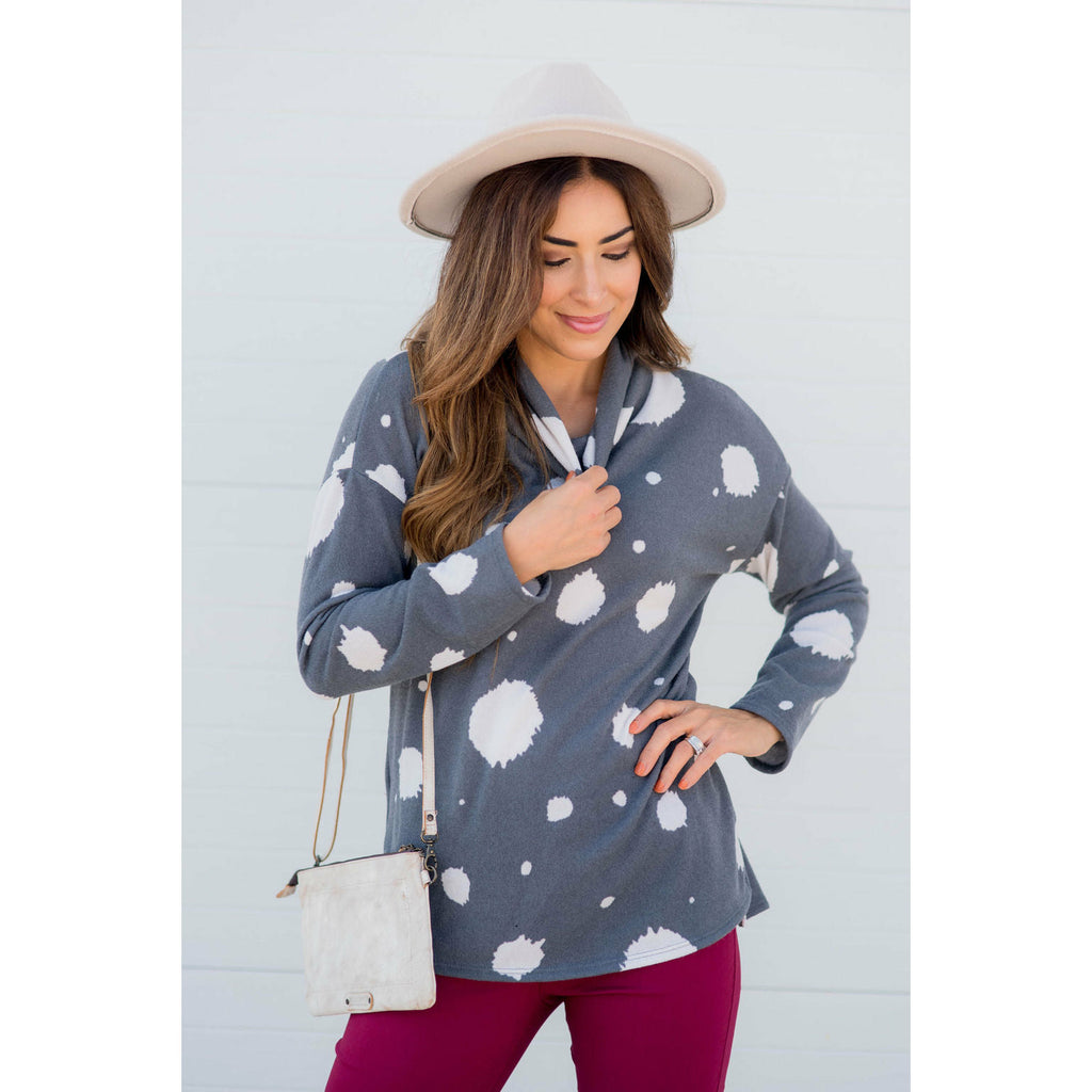 Brushed Dot Cowl Neck Sweatshirt - Betsey's Boutique Shop