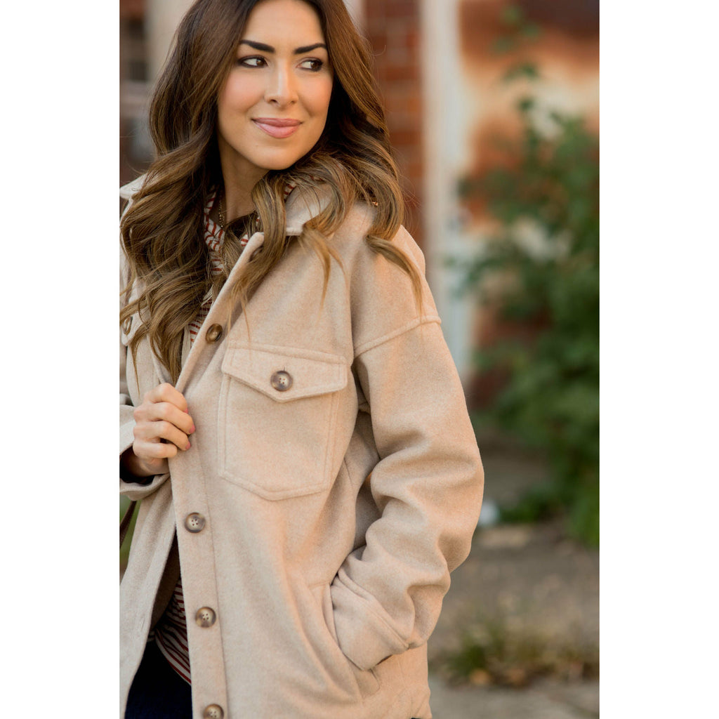 Pocketed Pea Coat - Betsey's Boutique Shop