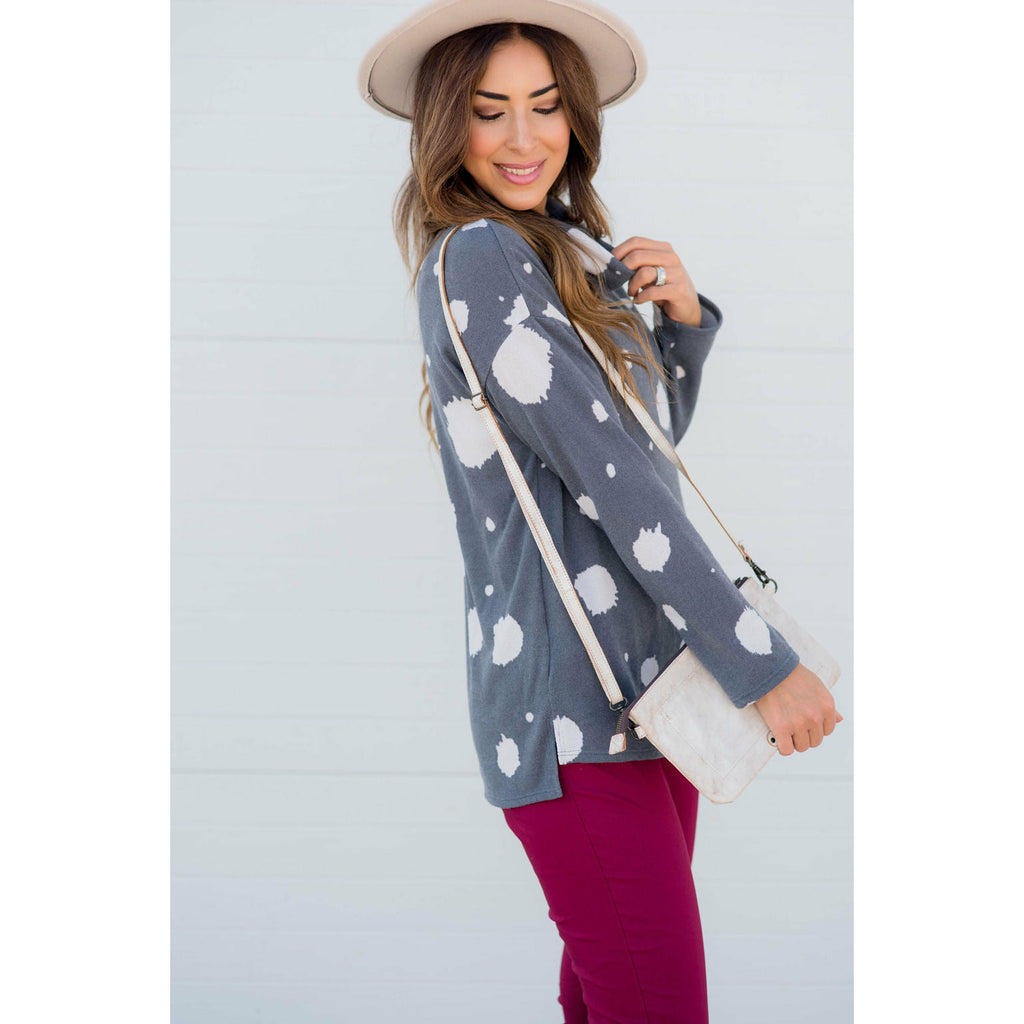 Brushed Dot Cowl Neck Sweatshirt - Betsey's Boutique Shop